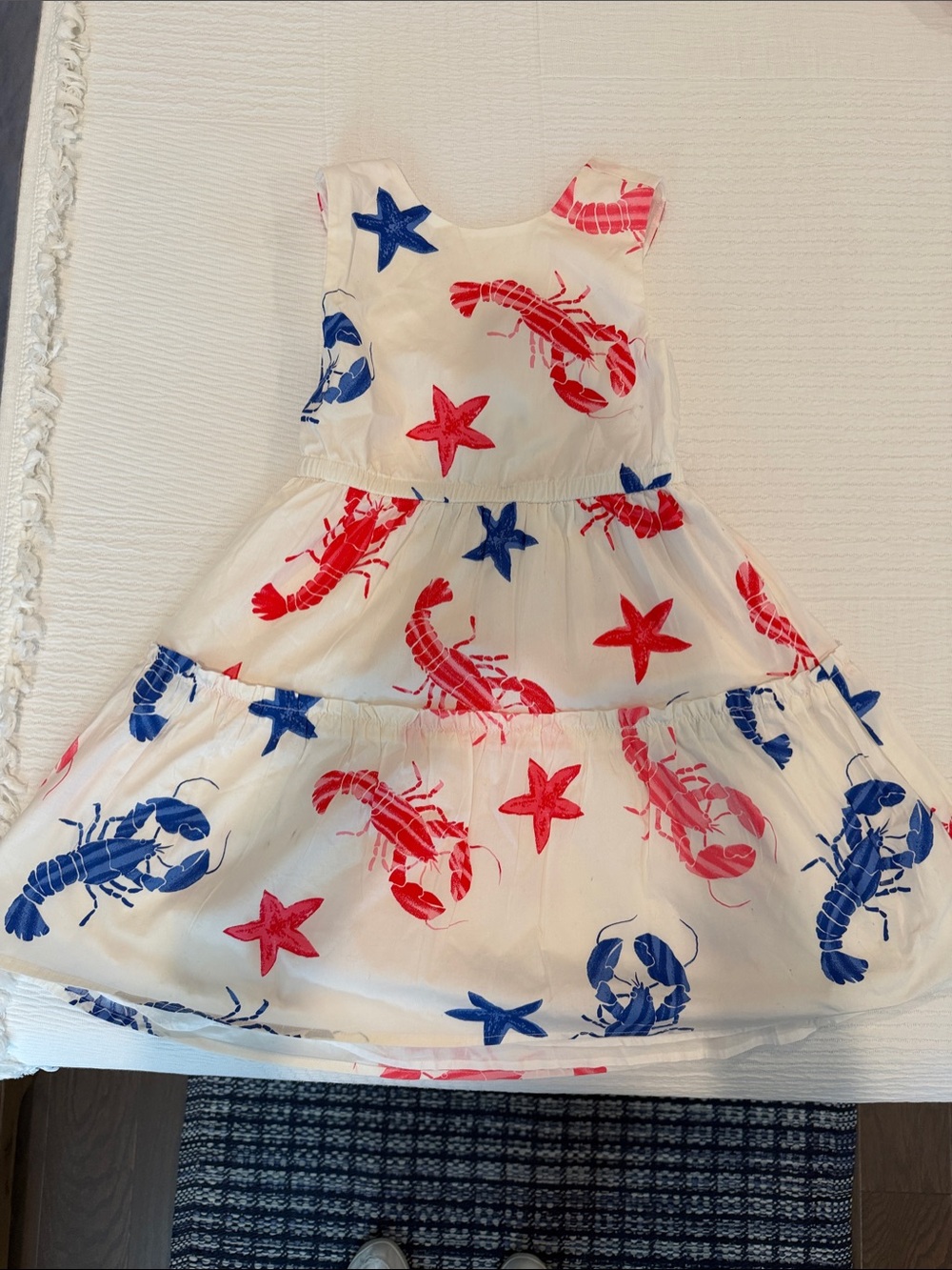 Girls' Crewcuts White Sundress with Red & Blue Lobster Print NEW w/tags